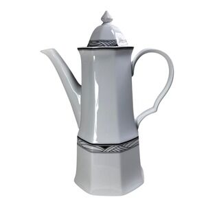 Studio Nova Synthesis Y0031 Coffee Pot White Octagonal Black Geometric Band Lid